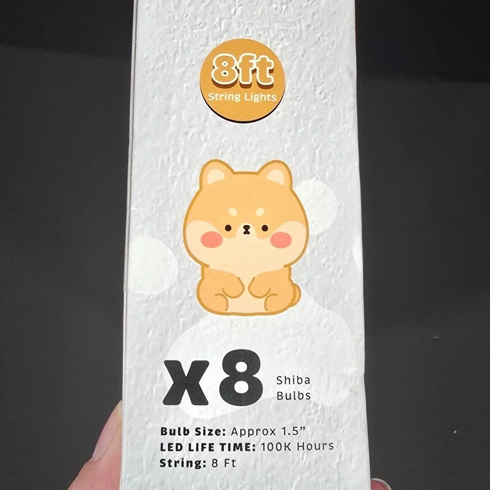 Pink Sky Kawaii Shiba‎ Inu Dog LED String Lights 8ft Battery Operated Open Box